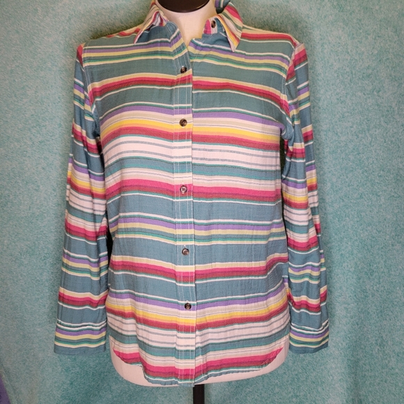Chaps Retro Stripe button down Shirt Size Small - Picture 2 of 6